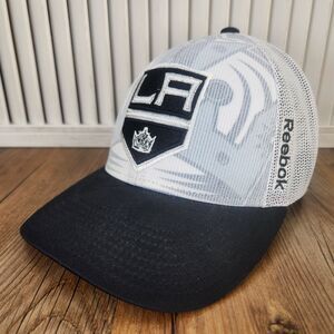Reebok LA Kings NHL Center Ice Snapback Trucker Hat Cap Black White Hockey 2014
